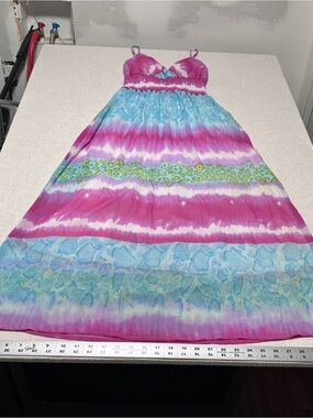 She's Cool Bohemian Y2K Pink & Lavender Tie-Dye Dress